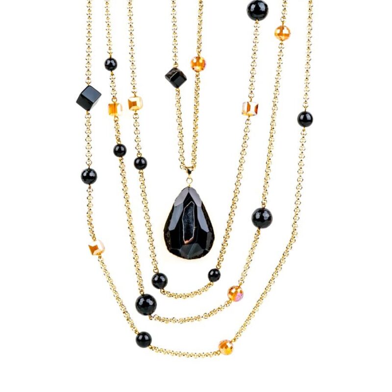 Collier femme Noir Agate