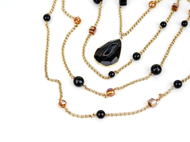 Collier femme Noir Agate