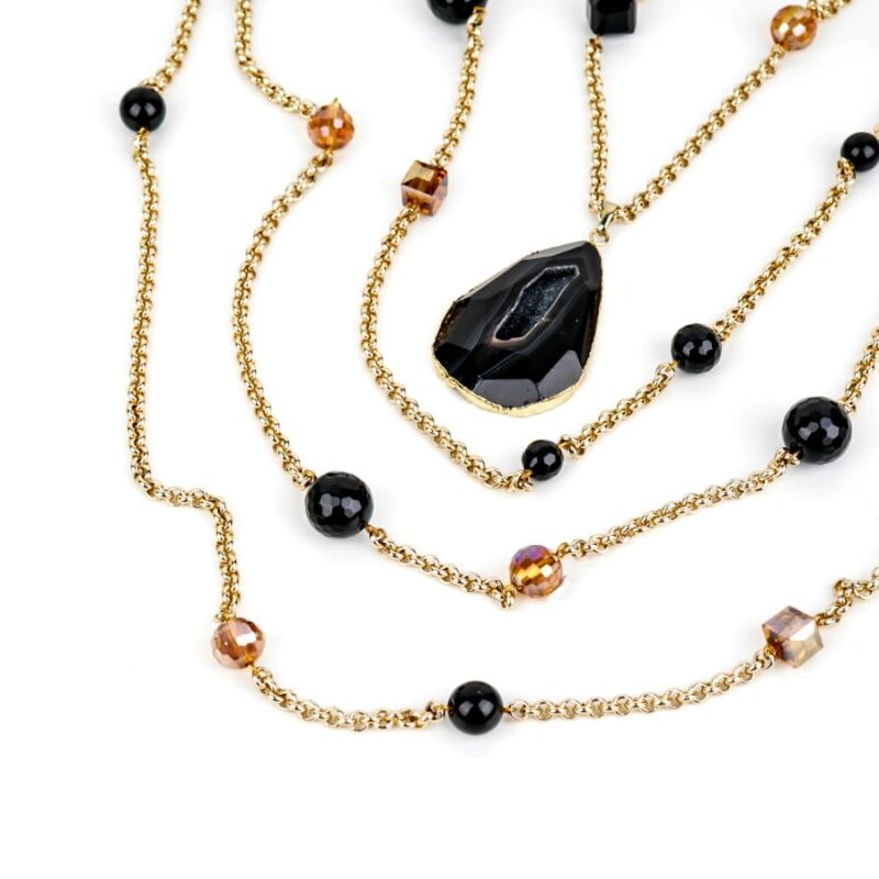 Collier femme Noir Agate