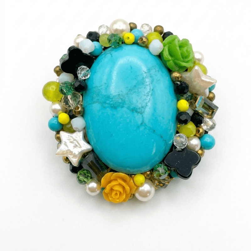 Blue & Yellow Brooch