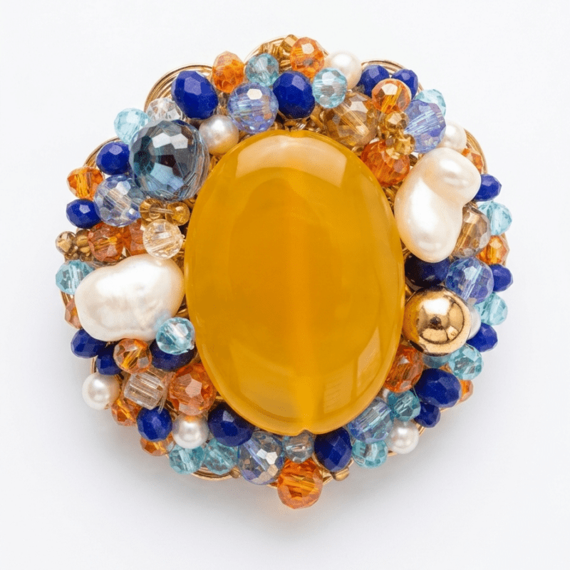 Honey & Blue Brooch